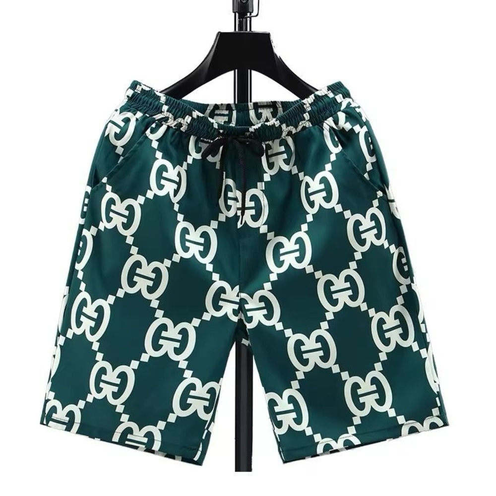 Green and White Men's Shorts